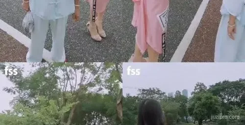 冯珊珊在公园户外露出福利