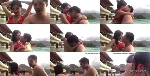 美女与男友水上互动，苹果脸女友真漂亮-截图2