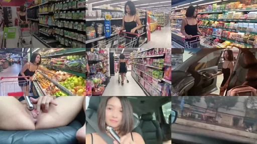 骚女孩不穿内裤逛超市，还撩起黑丝裙露出-截图2